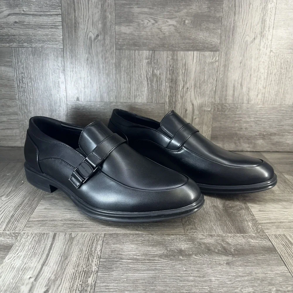 Perry Ellis Loafers Mens 11 Wide Black Dress Shoes Slip On Formal NEW